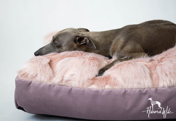 Luxury faux fur pillow in pink