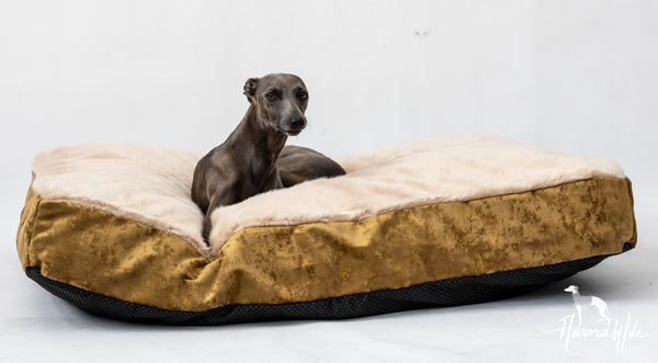 Luxury faux fur pillow in gold