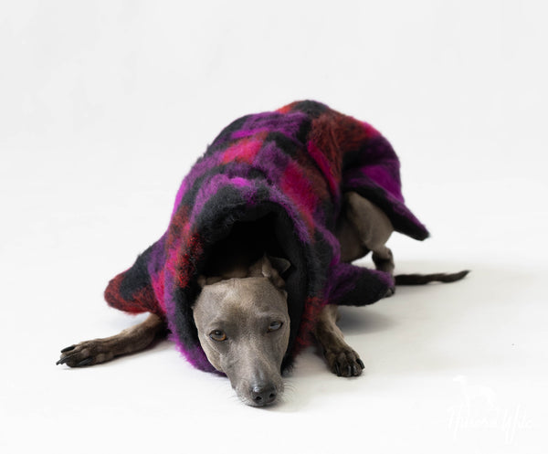 Checkered pink wool coat