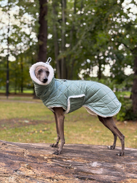 Rip-proof SAGE puffer with cream teddy